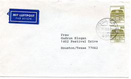 70314 - Bund - 1986 - 2@80Pfg B&S A LpBf LANGENFELD -> Houston, TX (USA) - Lettres & Documents