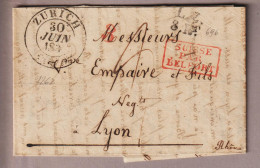 CH Heimat ZHs Zürich 1836-06-30 Vorphilabrief "Suisse Par Belfort" Nach Lyon Mit Inhalt - ...-1845 Prephilately