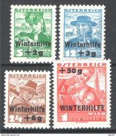 Austria 1935 Unif.467/70 */MH VF/F - Ungebraucht