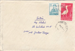STUDENT, BIRD, STAMPS ON COVER, 1959, ROMANIA - Lettres & Documents