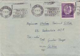 ROMANIAN- RUSSIAN FRIENDSHIP SPECIAL POSTMARKS, LEONARDO DAVINCI STAMP ON COVER WITH LETTER, 1952, ROMANIA - Covers & Documents