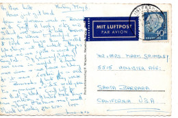 70329 - Bund - 1957 - 40Pfg Heuss II EF A LpAnsKte FRANKFURT -> Santa Barbara, CA (USA) - Covers & Documents