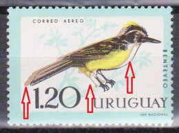 1962 URUGUAY MNH Air Mail Ciardi 237a Variety Error Double Crop Tail And Legs/buche Cola Y Patas-birds Oiseau Ave Bird - Uruguay