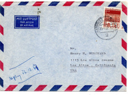 70345 - Bund - 1967 - 1,10DM Gr.Bauten A LpBf HAMBURG -> Los Altos, CA (USA) - Storia Postale