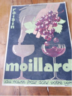 Plaque Publicitaire Original RAISIN MOILLARD Du Raisin Frais Dans Votre Verre  Dim. 37x 27cm - Illustré Par De Loddère - Paperboard Signs