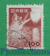 S438 - GIAPPONE - JAPAN 1953 PESCATORE - FISHERMAN 100y USATO - USED - Gebruikt