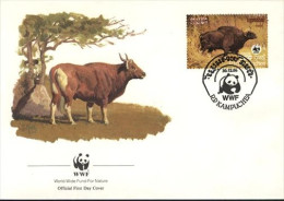 WWF  Panda FDC  Cambodia  1986  Kouprey - Vacas