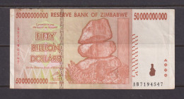 ZIMBABWE - 2008 50000000000 Dollars (Fifty Billion) Circulated Banknote As Scans - Zimbabwe
