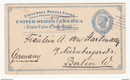 USA, UPU Postal Stationery Postal Card Travelled 1897 San Francisco? To Berlin B190101 - ...-1900