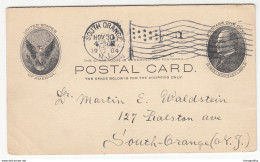 USA, Postal Stationery Postal Card Travelled 1904 South Orange (NJ) Pmk B190101 - 1901-20