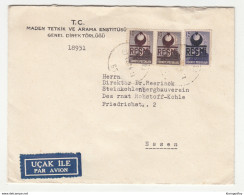Maden Tetkik Ve Arama Enstitüsü Company Letter Cover Airmail Travelled 1954 B181215 - Brieven En Documenten