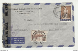 General Trading Company, Salonica Air Mail Letter Cover Posted 1947 To Germany - US Civil Censured 210201 - Cartas & Documentos