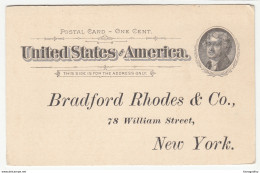 Bradford Rhodes & Co. Preprinted Postal Stationery Postcard 1894 Unused Bb190120 - ...-1900