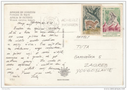 Cote D'Ivoire Stamps On 2 Postcards Travelled 1968 & 1970 To Zagreb Bb160920 - Côte D'Ivoire (1960-...)