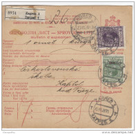 Kingdom SHS Parcel Card Sprovodni List 1928 Zagreb - Kaptol Bb160225 - Otros & Sin Clasificación