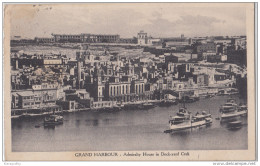 Grand Harbour Malta - Admiralty House In Dock Yard Creek - Old Postcard Travelled 1928 Bb160204 - Malte