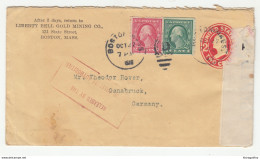 Liberty Bell Gold Mining Co., Boston Postal Stationery Letter Cover Travelled 1916 To Germany Opened By Censor B190701 - 1901-20