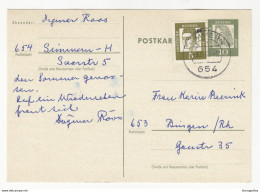 Germany Postal Stationery Postcard Posted 1963 Simmern - Uprated B191114 - Postales - Usados