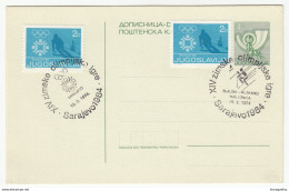 Yugoslavia, Sarajevo 1984 Olympics Special Postmark On Postal Stationery Postcard B190401 - Hiver 1984: Sarajevo