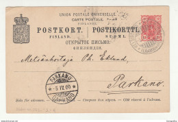 Finland Russia Postal Stationery Postcard Posted 1900 Helsingfors To Parkano B210610 - Briefe U. Dokumente