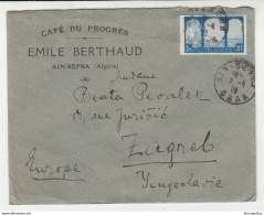 Cafe Du Progres Emile Berthaud Ain-Sefra Company Letter Cover Travelled To 1928 To Zagreb B180625 - Briefe U. Dokumente