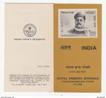 India, Gopal Krishna Gokhale Leaflet 1966 B200405 - FDC