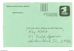 USA USPS Official Business Postal Stationery Postcard Posted 1994? B200401 - 1961-80