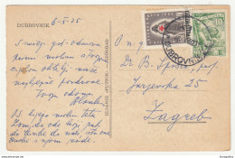 Red Cross 1952 Postal Tax Stamp On Postcard Dubrovnik Posted B200401 - Beneficenza