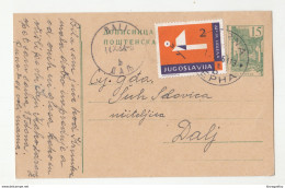 Children Week 1961 Postal Tax Stamp On Postal Stationery Postcard Posted Cerna To Dalj B200320 - Beneficenza