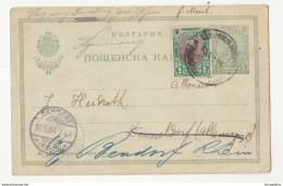 Bulgaria, Postal Stationery Postcard Travelled 1904 To Bendorf B190220 - Postales