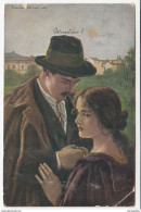 Le Départ, K. Zewy Old Postcard Travelled 1920 Bennisch Pmk B171020 - Couples