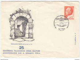 Yugoslavia, 25 Years Of Italian Culture Society (Anniversario CIC A. Gramsci, Pola) 1972 Special Cover & Pmk B170330 - Briefe U. Dokumente