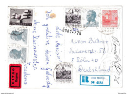 Yugoslavia Multifranked Roses Postcard Posted Registered 1979 Feketić To Germany B210410 - Lettres & Documents