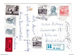 Yugoslavia Multifranked Roses Postcard Posted Registered 1979 Feketić To Germany B210410 - Cartas & Documentos