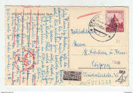 Slovakotour 15 Heller Reveneu On Vysoke Tatry - Vodopad Skok Postcard Posted 1941 To Leipzig B210310 - Cartas & Documentos