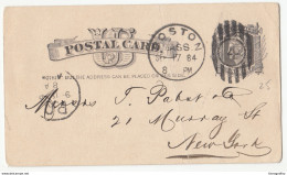 USA, Postal Stationery Postcard Travelled 1881 New York Pmk B180122 - ...-1900