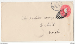 USA, Postal Stationery Letter Cover Travelled 1900 To Detroit B180122 - ...-1900