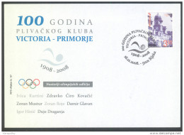 Croatia 100 Years Of Swimming Club Victoria-Primorje Rijeka Special Illustrated Cover Letter And Postmark 2008 Bb161026 - Zwemmen