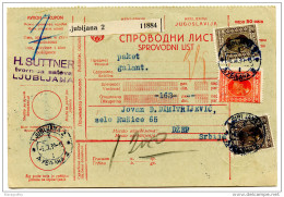 Yugoslavia Kingdom SHS 1930 Sprovodni List - Parcel Card Ljubljana - Dzep Bb151211 - Otros & Sin Clasificación