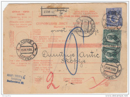 Yugoslavia Kingdom SHS 1925 Sprovodni List - Parcel Card Zagreb - Skoplje Bb151211 - Otros & Sin Clasificación