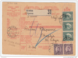 Yugoslavia Kingdom SHS 1924 Sprovodni List - Parcel Card Kreka - Skoplje Bb151211 - Sonstige & Ohne Zuordnung