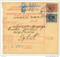 Yugoslavia Kingdom SHS 1928 Sprovodni List - Parcel Card Beograd - Split Bb151204 - Other & Unclassified