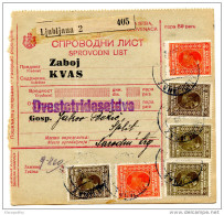 Yugoslavia Kingdom SHS 1928 Sprovodni List - Parcel Card Ljubljana - Split Bb151204 - Altri & Non Classificati