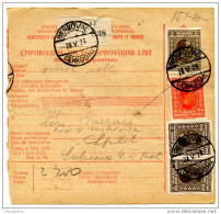 Yugoslavia Kingdom SHS 1928 Sprovodni List - Parcel Card Benkovac - Split B151204 - Other & Unclassified
