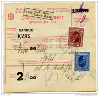 Yugoslavia Kingdom SHS 1928 Sprovodni List - Parcel Card Savski Marof - Split B151204 - Other & Unclassified