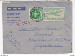 India Aerogramme Travelled 1964 To Yugoslavia 180525 - Poste Aérienne