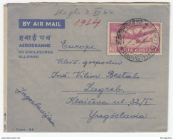 India Aerogramme Travelled 1964 To Yugoslavia 180525 - Luftpost