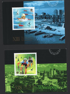 1999  Winnipeg Pan American Games : Swimming, Cycling, Volleyball, Track And Field- Set Of 4 Cards - 1953-.... Reinado De Elizabeth II