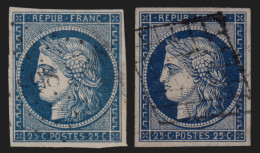 N°4/4a, Cérès 1850, 25c Bleu En 2 Jolies Nuances, Oblitérés - TB - 1849-1850 Ceres