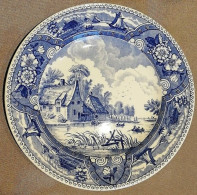 Lot De 3 Assiettes à Dessert Boch "Navire" (Style Delft) Toutes Différentes - Boch (BEL)